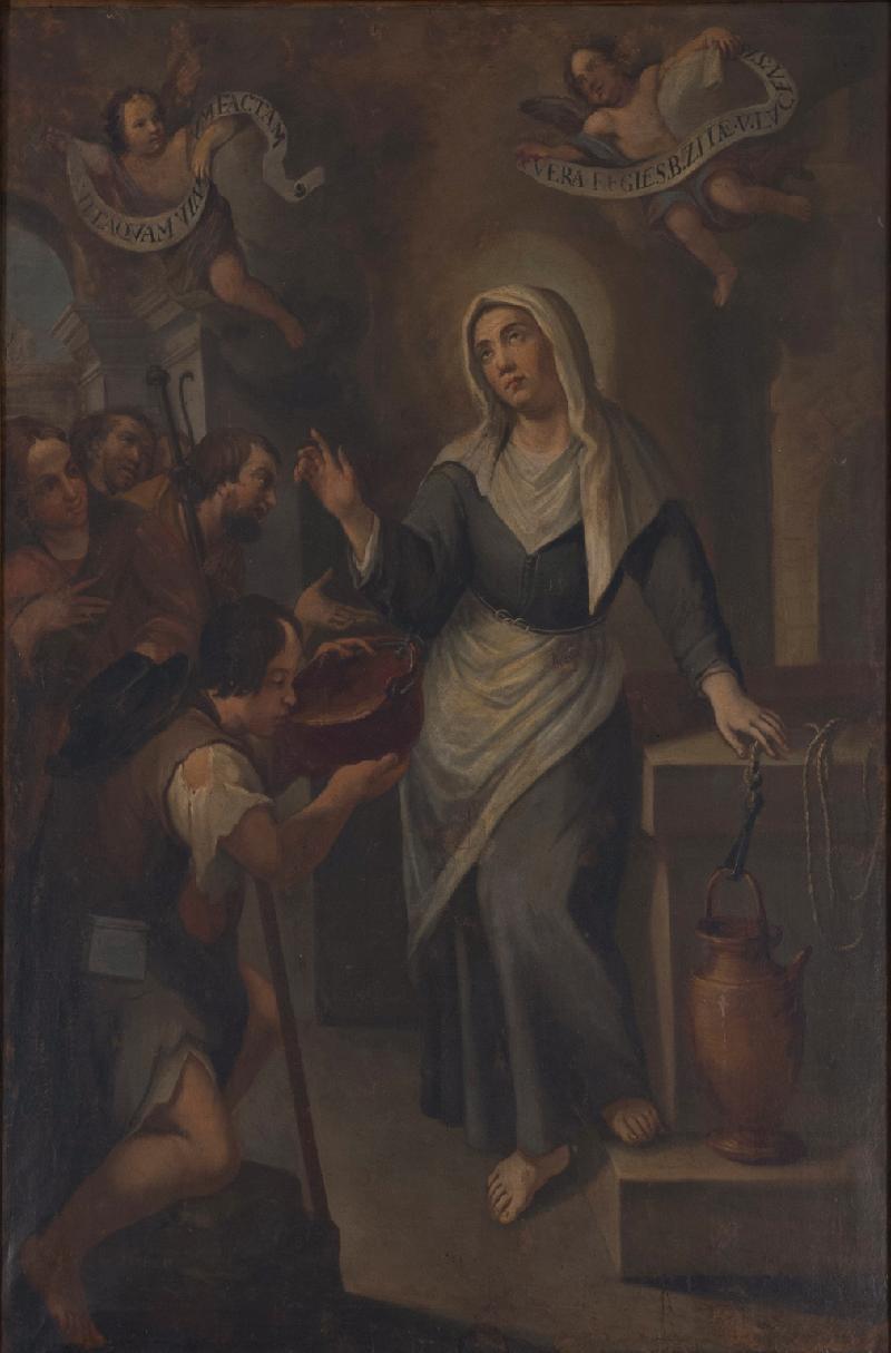 16-Bott. lucchese sec. XVIII, Dipinto raffigurante Santa Zita e il pellegrino-beweb